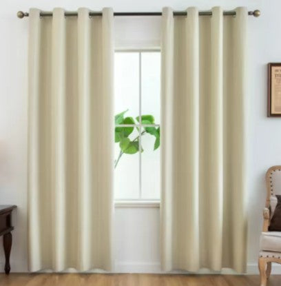 beige blue 100% blackout drapes with grommet top design