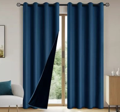 Navy blue 100% blackout drapes with grommet top design