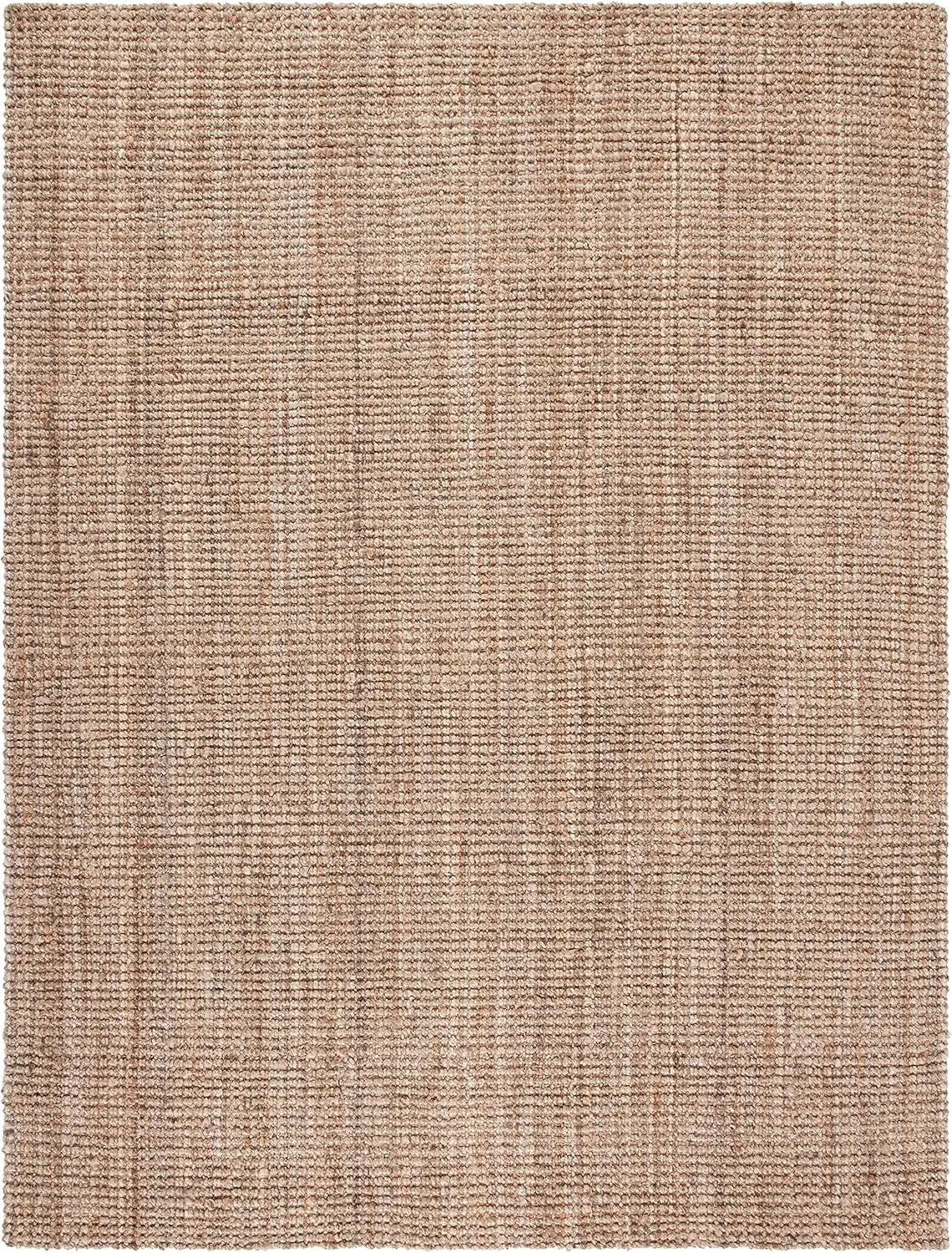 Top-down view of a 9x12 natural handmade jute area rug with tight woven texture