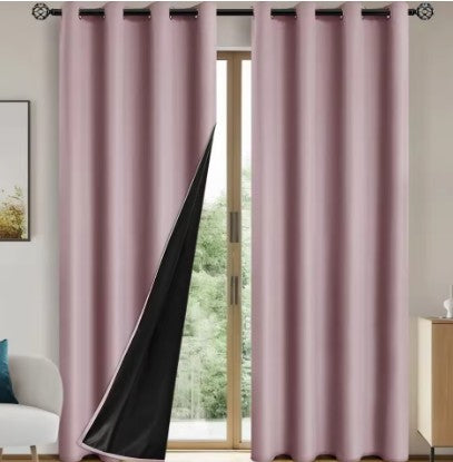Soft pink blackout curtain panels for modern cozy bedrooms