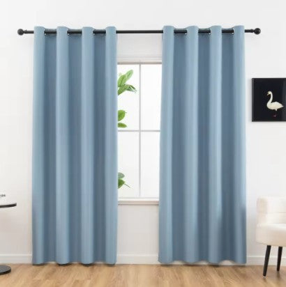 sky blue 100% blackout drapes with grommet top design