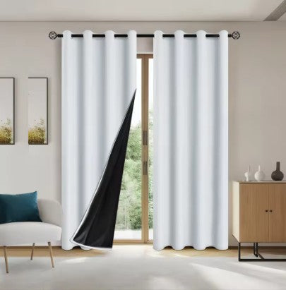 white thermal light-blocking curtains for all-season comfort