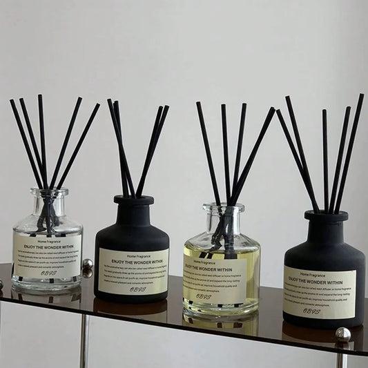 Minimalist 50ml glass reed diffuser for bedroom or bathroom home decor