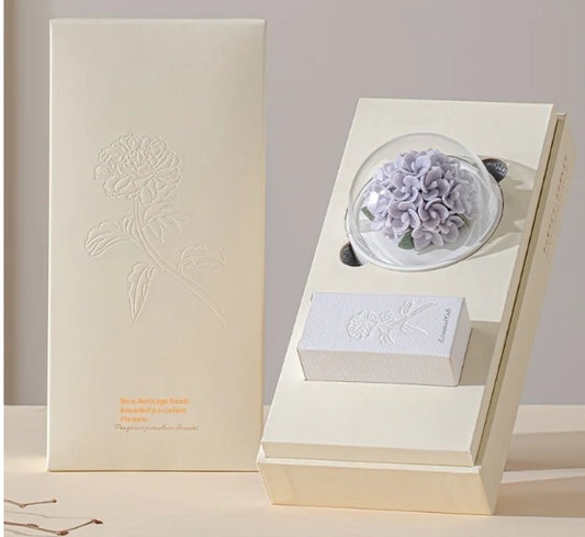 Hydrangea ceramic flower diffuser gift set in premium box packaging, perfect for elegant home fragrance – Nestoryplace