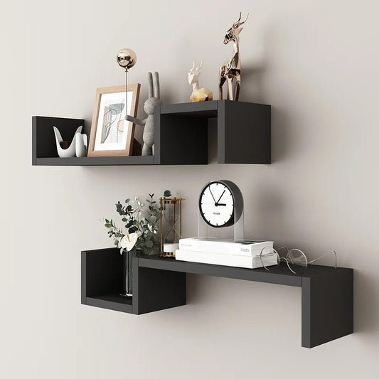 inimalist floating wall shelves in black, set of 2 for stylish home storage