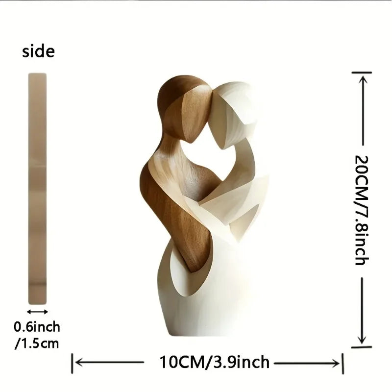 Size chart of 2D wooden couple sculpture – 20cm height